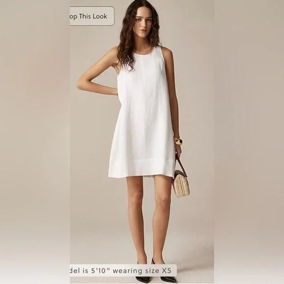 J. Crew Dresses & Skirts - J.Crew Maxine White Linen Button Back Shift Dress NWT XL Sleeveless Summer Mini